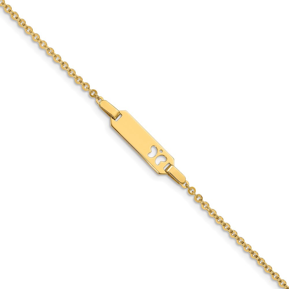 14k Yellow Genuine Gold Children's Butterfly ID Bracelet, 6"